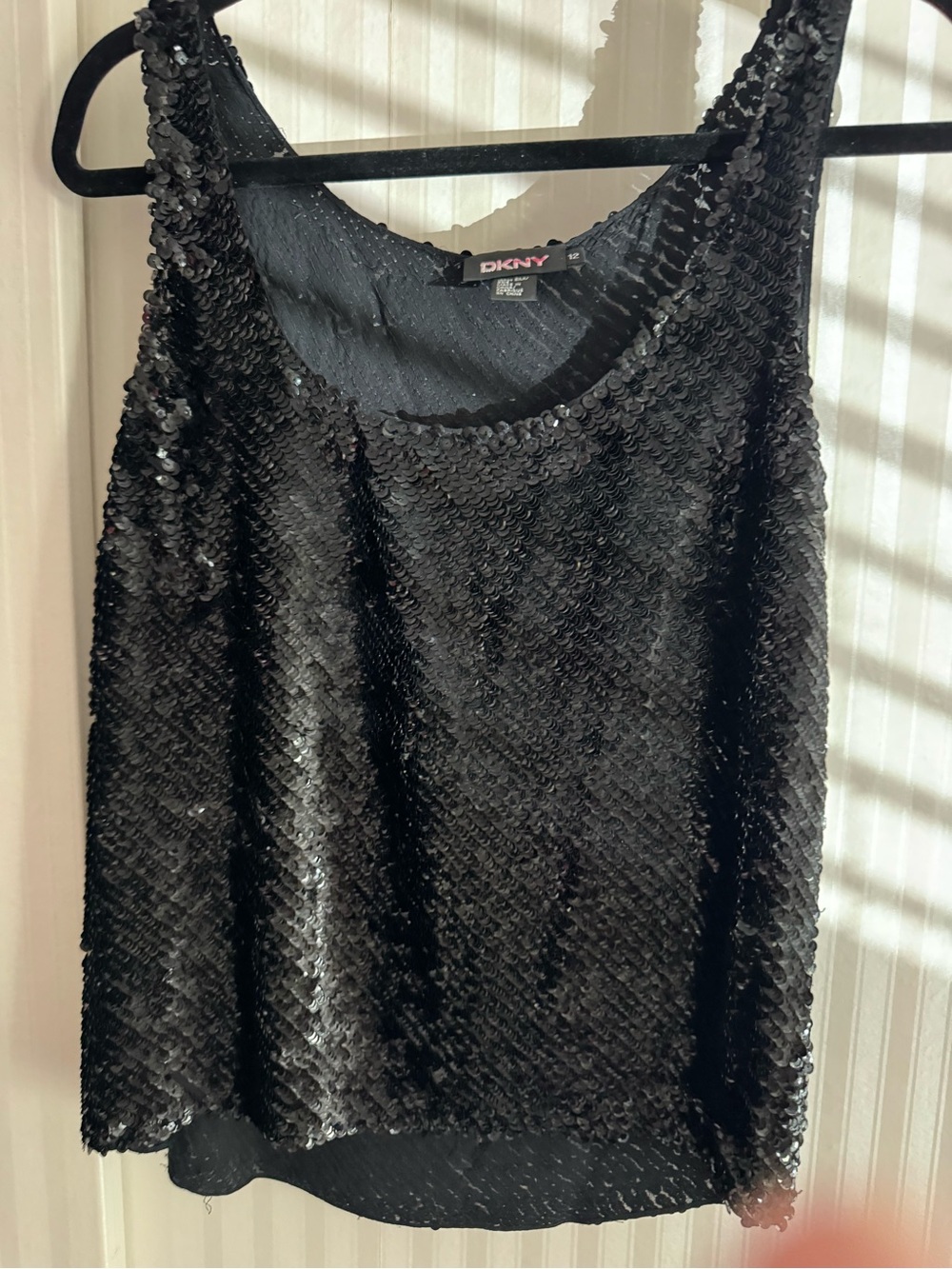 DKNY Black Sequined Camisole Tank